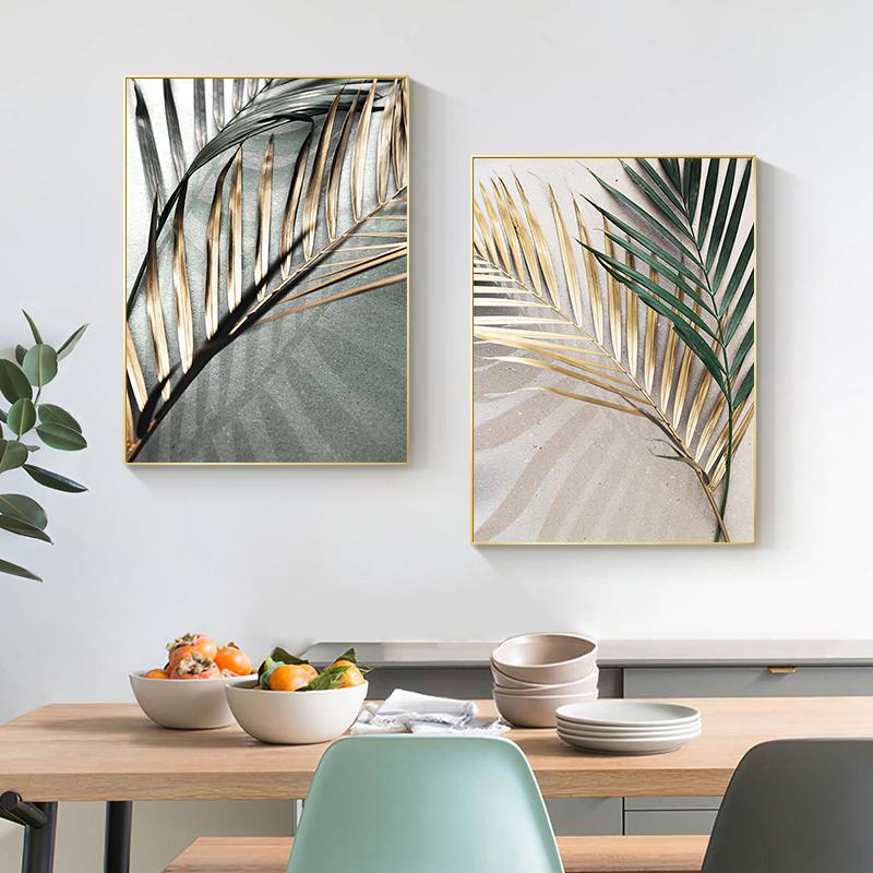 Nordic Green Plant Leaf Poster Decoration Scandinavian Home Decor Canvas Print Wall Art Painting Modern Pictures for Living Room