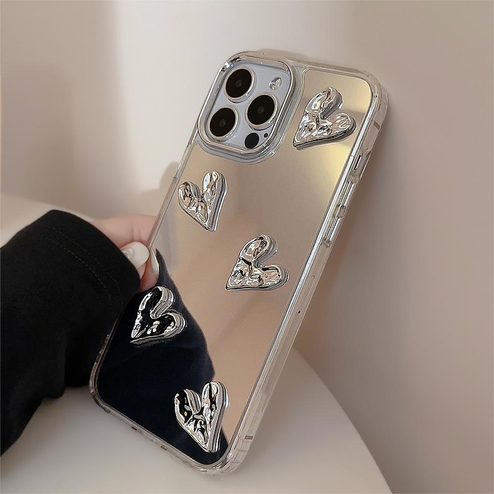 Three Dimensional Electroplating Love 13 Suitable for 11 Apple 15 ProMax Mobile Phone Case Mirror IPhone 16 High End Sense 14 Hard
