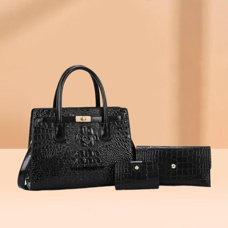 Women'S Bag Crocodile Pattern Large-Capacity Textured Handbag Simple And Versatile Three-Piece Tote Bag