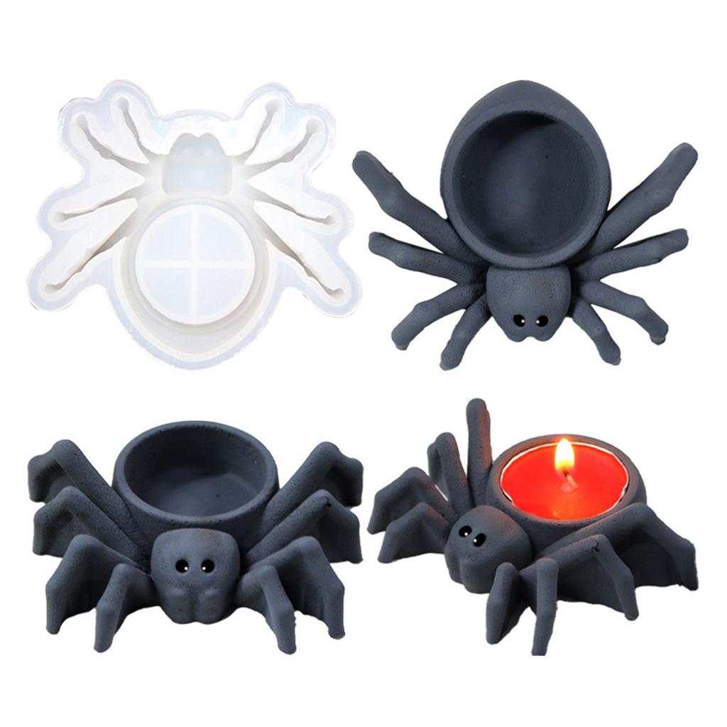DIY Silicone Candle Holder Mould Handmade Big Spiders Mirror Candlestick Mold for Teas Wax Cup for Blessing Ceremony