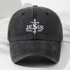Unisex JESUS Sword Soft Top Baseball Cap Vintage Mens and Womens Fashion Outdoor Hat with Adjustable Brim for Sports Fishing