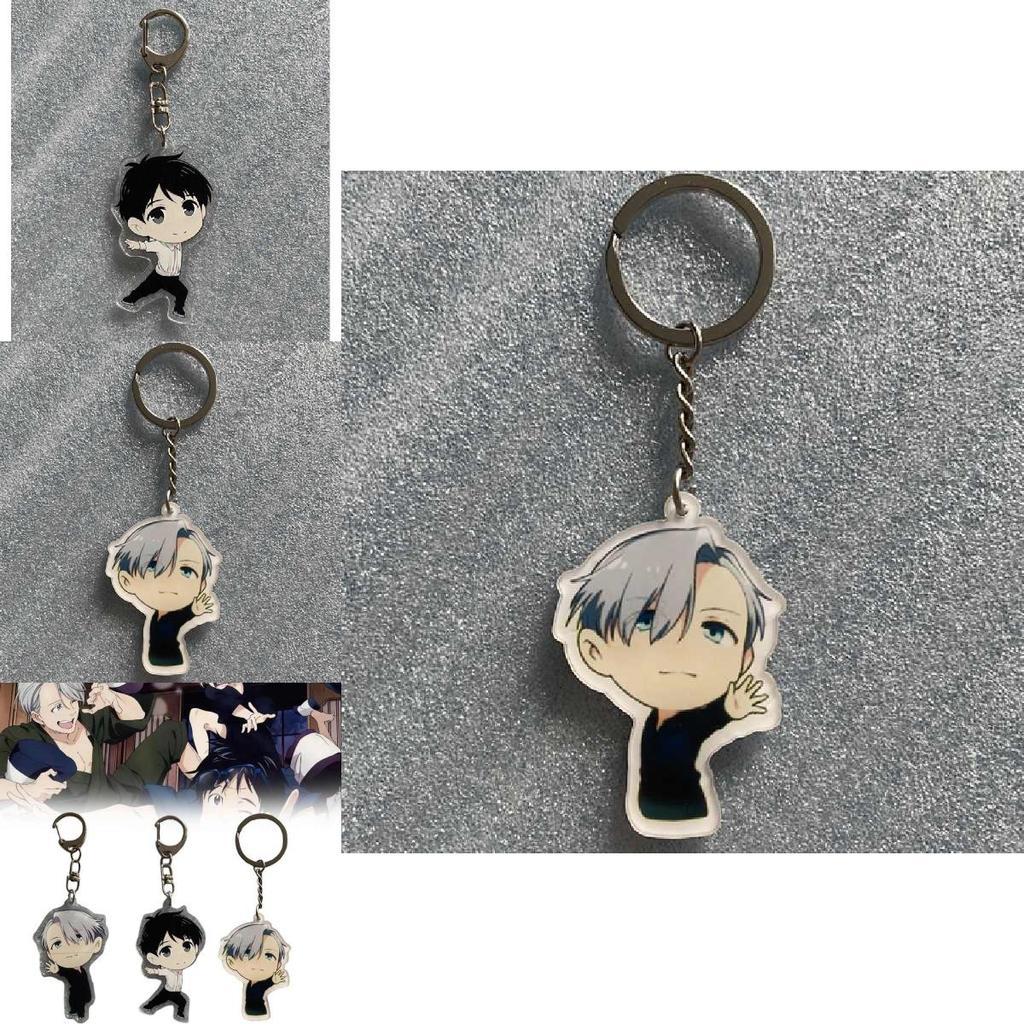 Yur On Ice Katsuki Yuri Victor Nikiforov Acrylic Keychain Cartoon Style Personalization Gift For Anime Enthusiasts