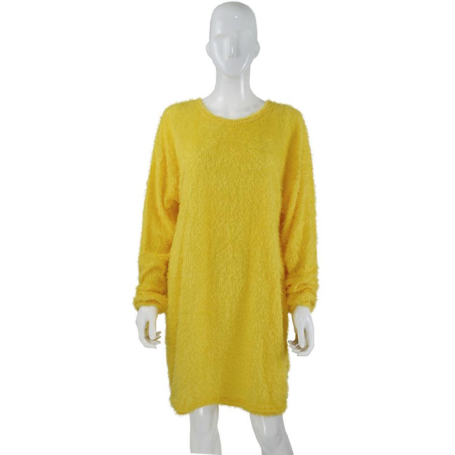 Fall Winter Women's Long Sleeve Loose Knit Fleece Maxi Dress