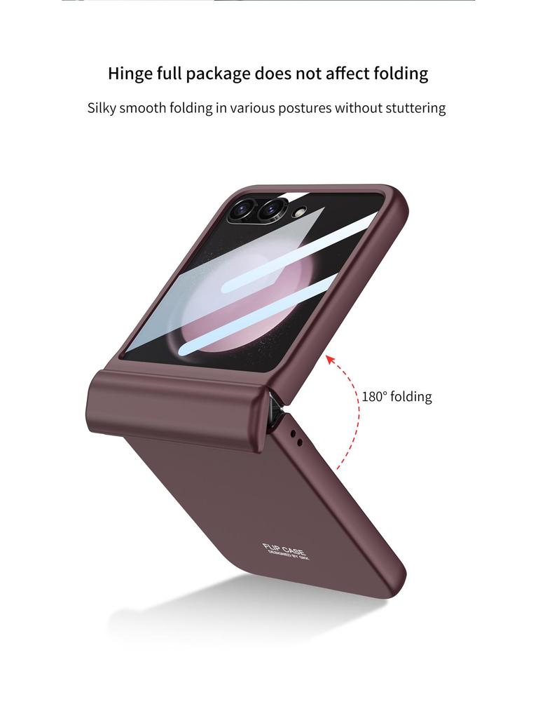 Samsung Z Flip5 Magnetic Full-Coverage Case with Large Window - Solid Color Hard Shell