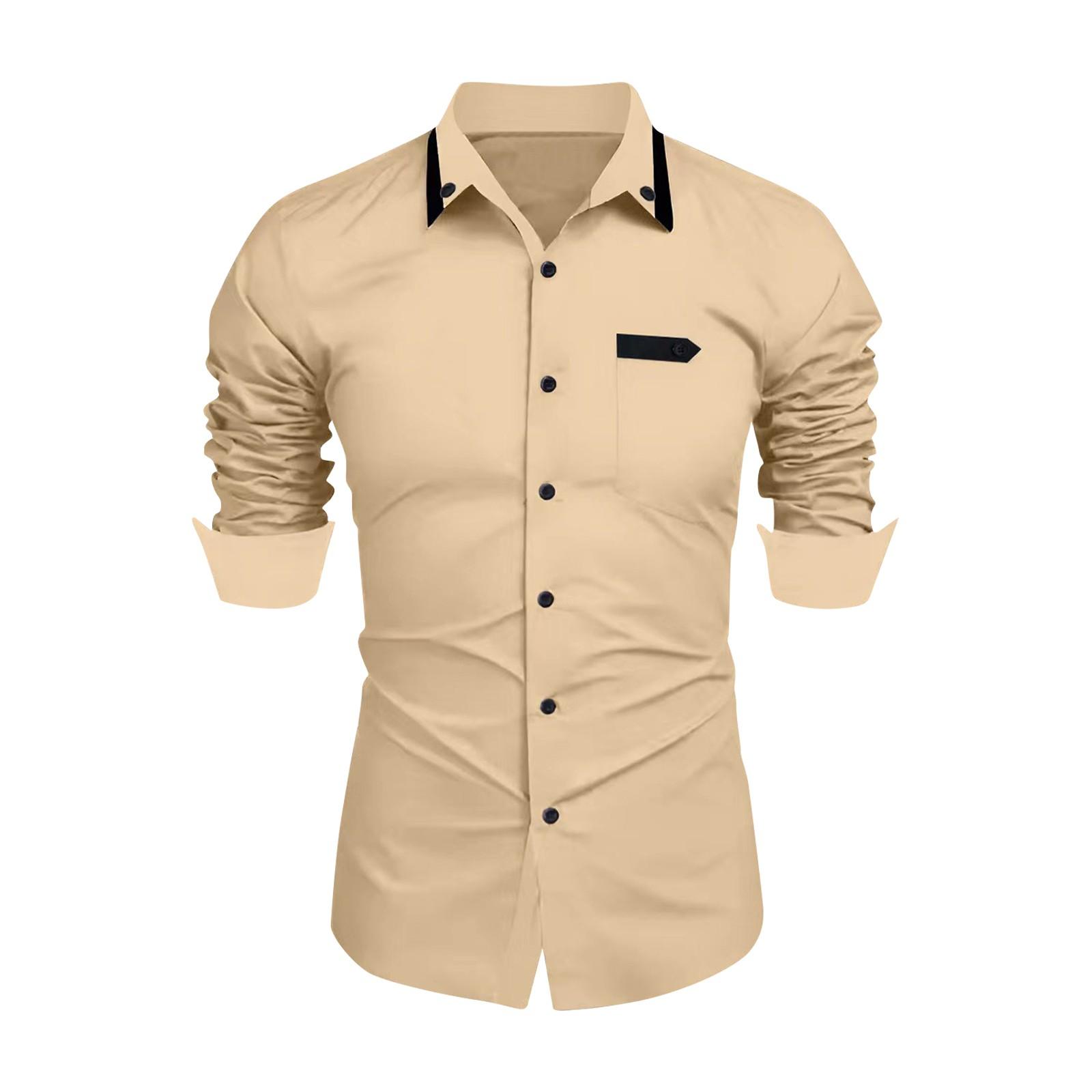 

Мужская повседневная модная деловая мужская трендовая рубашка с длинными рукавами M