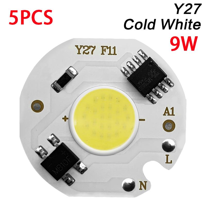 5pcs Chip COB LED Lamp Real Power 3W 5W 7W 10W 12W Y27 LED Lamp Bulb 220V IP65 Input Smart IC For DIY LED Flood Light Spotlight