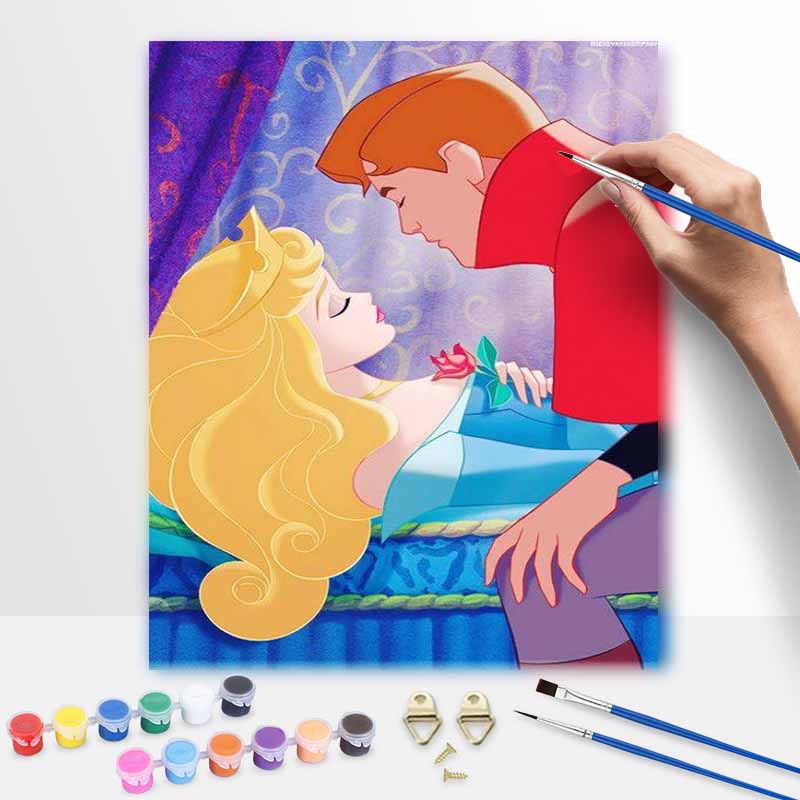 Disney Sleeping Beauty Paint By Number Kit Drawing Canvas DIY Picture Home Decor Art Wall Painting Romantic Princess Gift Idea Craft