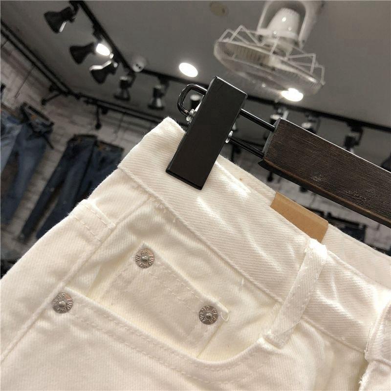 Classic and Minimalist Fashion Versatile Broken Holes Female Summer Loose Thin Broken Holes Ragged Wide-legged A Word Denim Shorts Individuality
