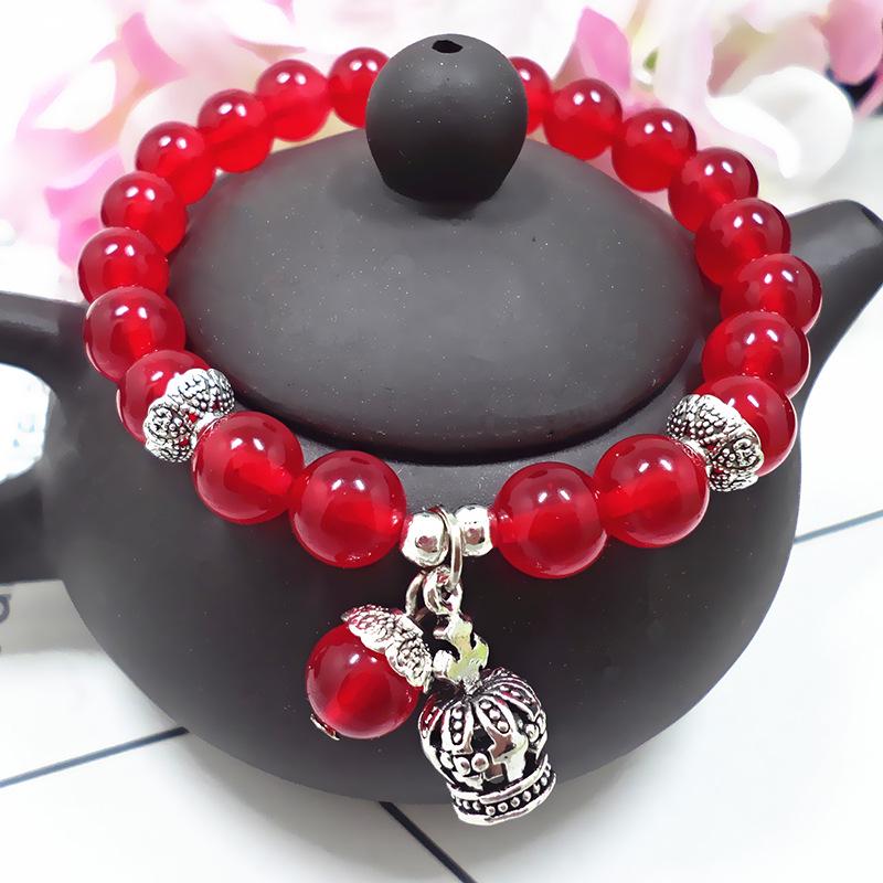 Red Agate Crystal Beaded Bracelet for Women - Handcrafted Couple Jewelry
