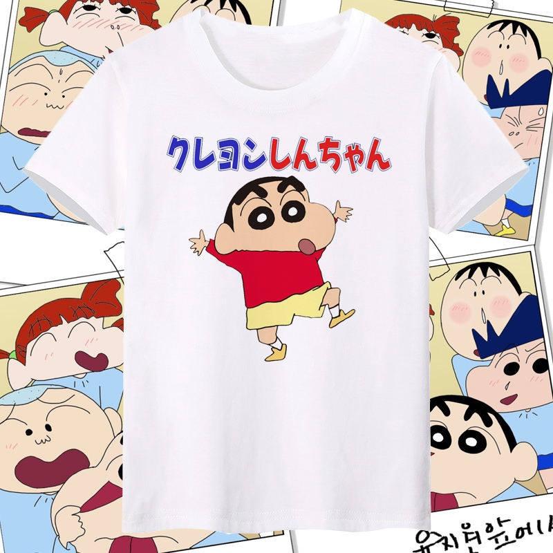 Crayon Shin Chan All Characters Print T Shirt Unisex Women Cute Cartoon Casual Short Sleeve Anime Tee Top