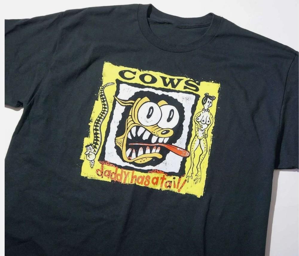 Vtg Cows Band Daddy Has A Tail Cotton For Men Black All Size Shirt Unisex T-Shirt S