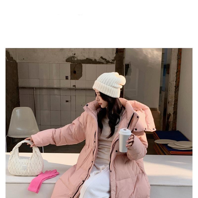 Autumn And Winter Down Cotton Jacket Women's Hooded Warm Jacket Medium Length Thick Cotton Jacket