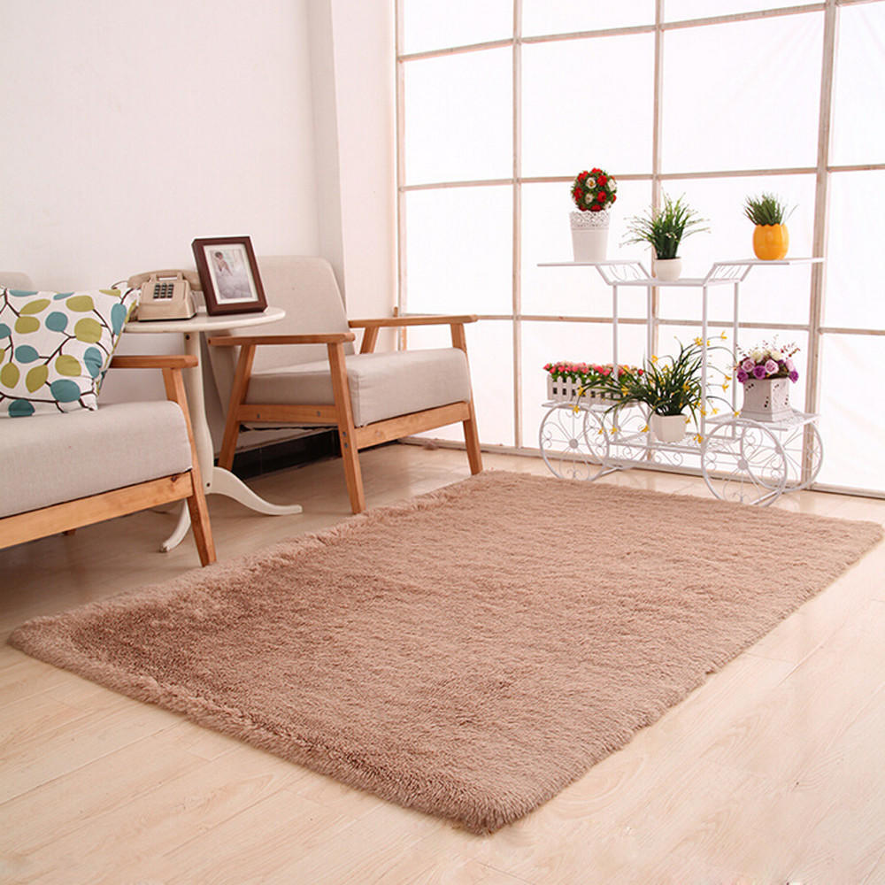 Fluffy Rugs AntiSkid Shaggy Area Rug Dining Room Home Bedroom Carpet
