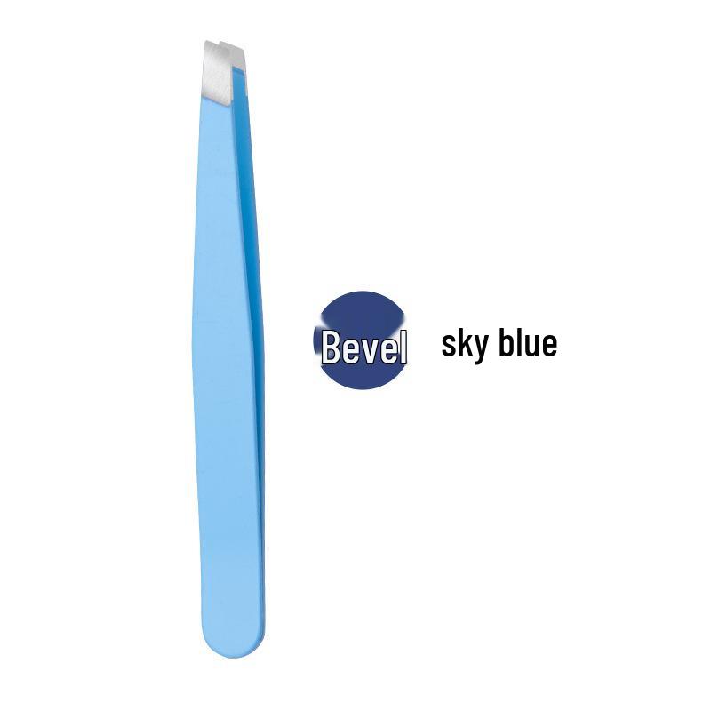 Stainless Steel 1.2mm Straight Bevel Eyebrow Tweezers Tool