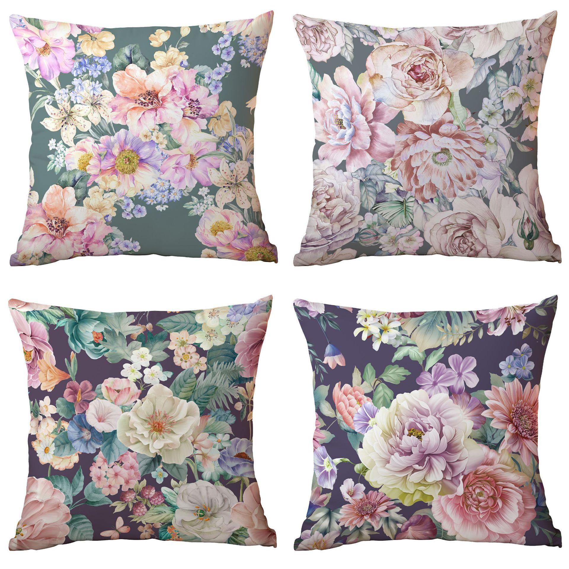 

New Plant and Flower Pillowcase Fresh Home Living Room Sofa Bed and Breakfast Bay Window Cushion Cover 45 * 45Cm