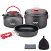 Alocs 5pcs Camping Cookware Set: Foldable Camping Pot, Outdoor Kettle, Lightweight Aluminum Cookware Set with Storage Bag, Suitable for 2-3 People