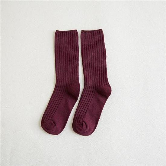1 Pair Women Cotton Loose Socks Autumn Winter Knitting Solid Color Long Black Pink Korean Japanese Student Girls Stockings Retro