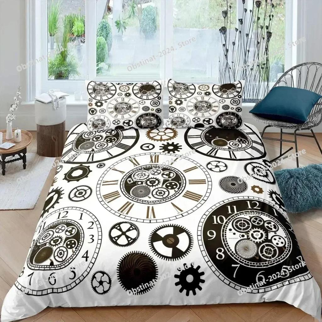 Top Ndustrial Gear Duvet Cover Queen Size Steampunk Style Locks Comforter Cover Boys Men Mechanical Device Polyester Bedding Set