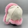 Pink Fur Hat Woman Winter Natural Fox Fur Bomber Hats Thick Warm Earflap Trapper Hats Women's Cold Cap