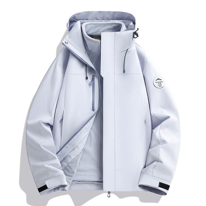 Unisex Windproof Winter Jacket: Warm, Fleece-Lined, 3-in-1 Outdoor Workwear Suit