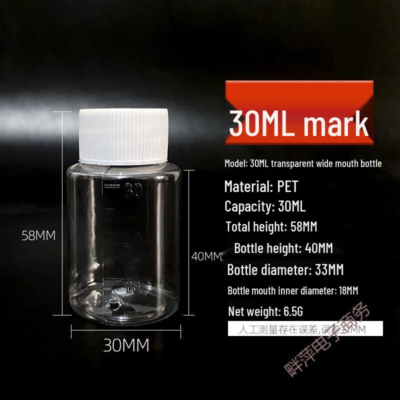 Piccola Bottiglia di Plastica Trasparente per Medicine (15/20/30/50 ml) per Liquidi e Campioni