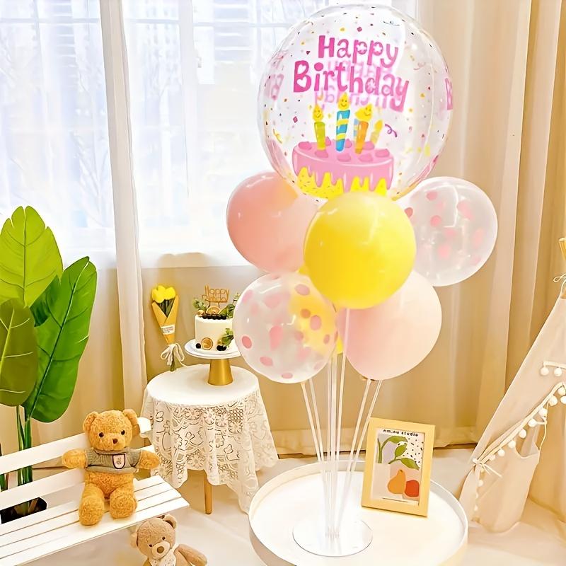 27.5-inch 7-Head Plastic Tabletop Balloon Stand, Suitable for Parties, Tabletop or Floor Use, 1 Set Balloon Stand
