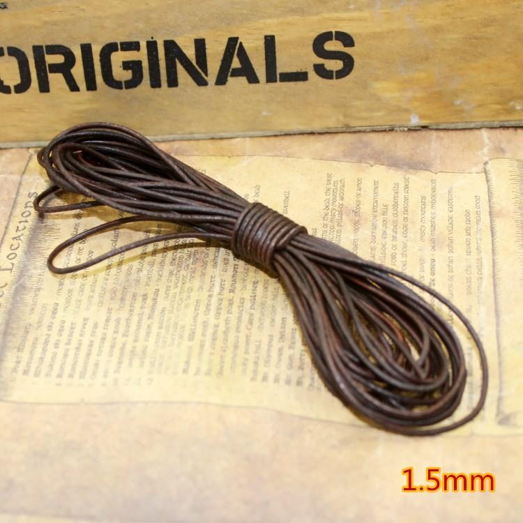 1.5 2 3 4 5 6 8 Mm Retro Brown Flat Round Genuine Cow Leather Cord for Bracelet Necklace Leather Rope String DIY Jewelry Making