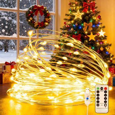 USB LED Lichterkette mit Fernbedienung, Wasserdichte Kupferdraht Girlande Licht 8 Modi für Weihnachten Hochzeit Party Heimdeko