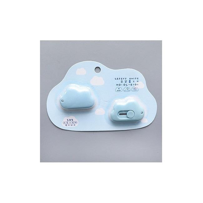 2pcs Mini Cloud Utility Knife Automatic Rebound 9mm Steel Blade Paper Cutter Opener for Letter Box Wrapping Cutting School