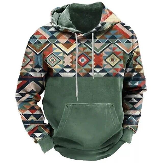 Indian Cowboy Autumn Winter Retro Men Hoodies Vintage Pullover Fashion Oversized Sweatshirt Long Sleeve Casual Tops Clothing