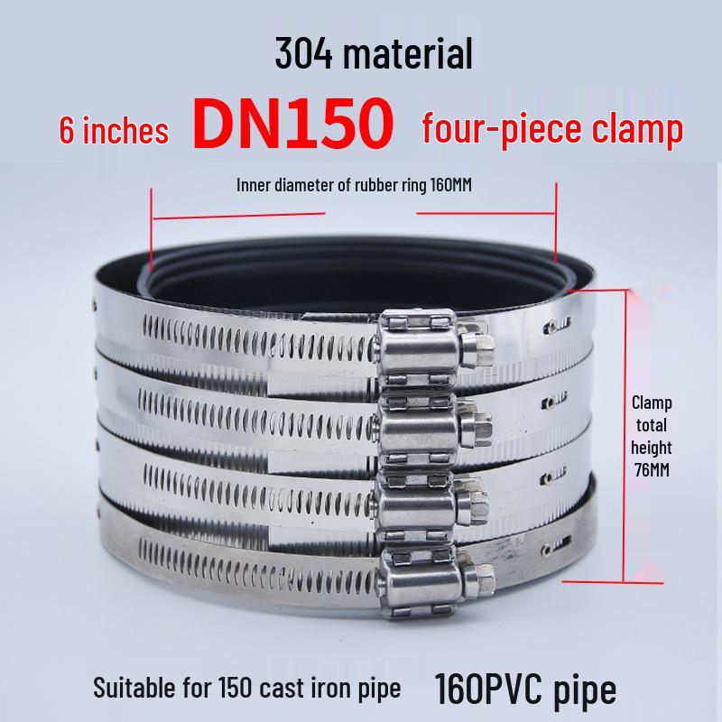 Heavy-Duty Stainless Steel and Cast Iron Flexible Pipe Clamp for Sewer and Drain Pipes