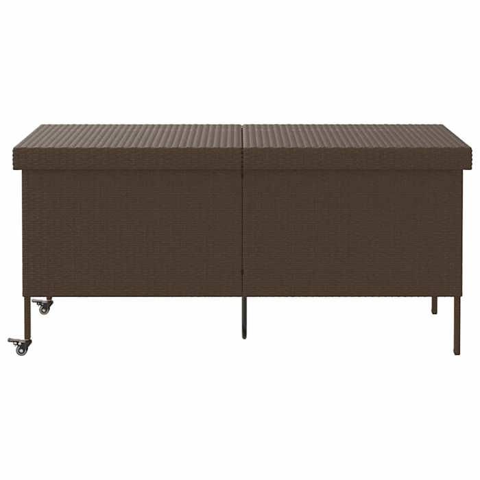 VidaXL Garden Storage Box with Wheels Brown 160x55x75 Cm Wicker Resin, Outdoor Storage Box, Storage of 4103832