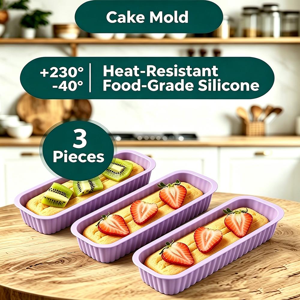 

3Pcs Mini Household Rectangular Silicone Mold Candy Toast Mould Bread DIY Kitchen Supplies Cake Bakeware Pan Baking Tools фиолетовый