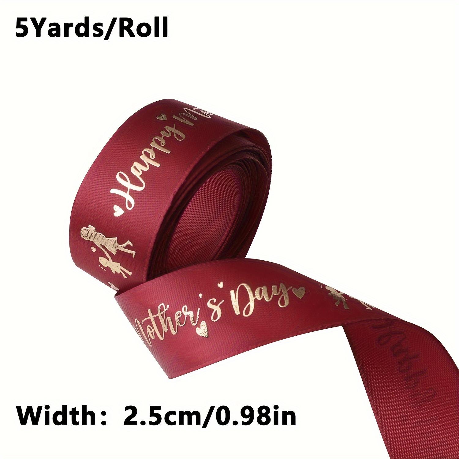 

5 Yards Happy Mother s Day Ribbon, Pink Red Ribbon for Gift Wrapping, Satin Ribbon for Flower Bouquet Moms Birthday Day Thank 5 yards красный