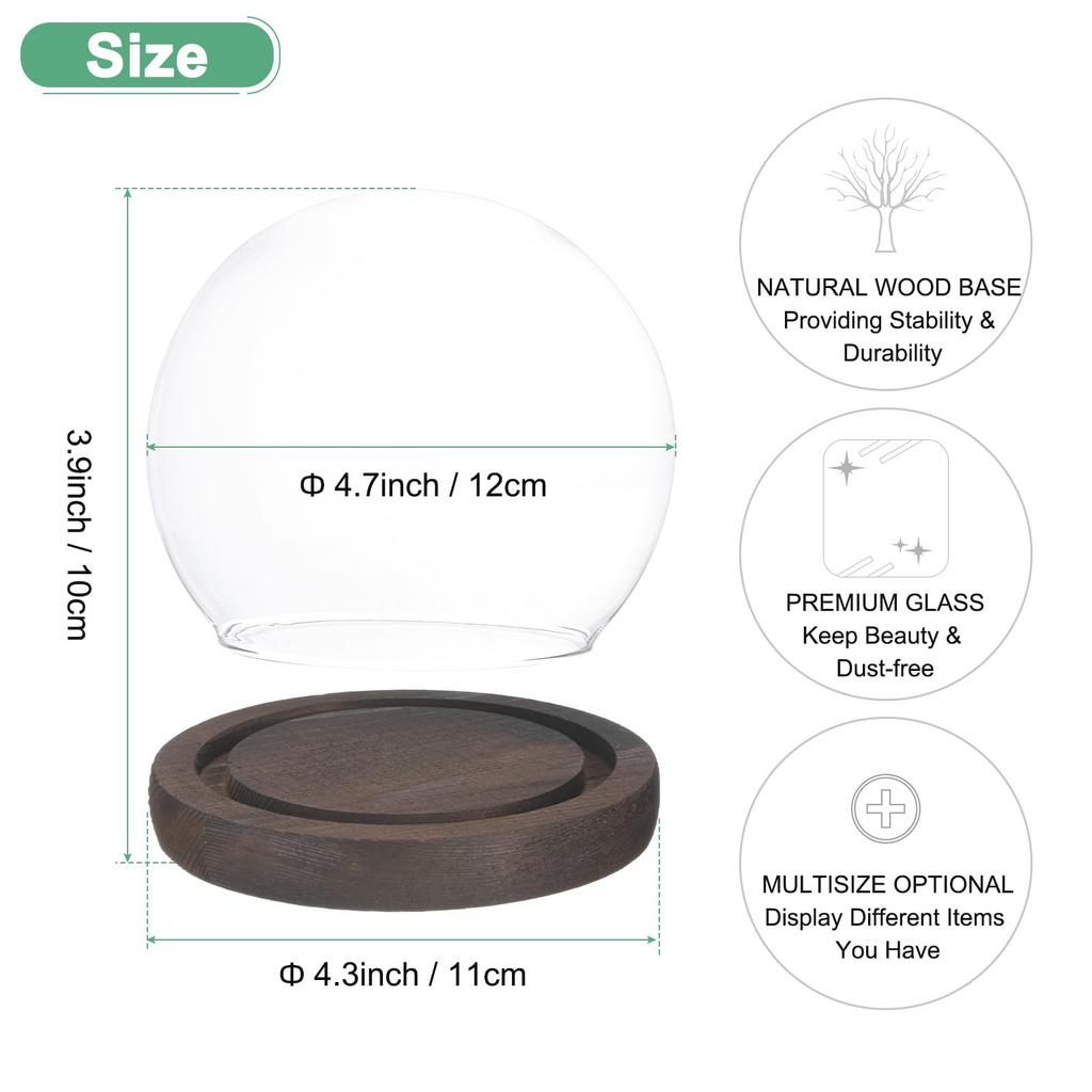 METERXITY Crochet Glass Dome, 4.7" D Ball Jar, Glass Display Case for DIY Snow Globes, Small Plants, Flowers, Candles, Models, and Souvenirs [White]