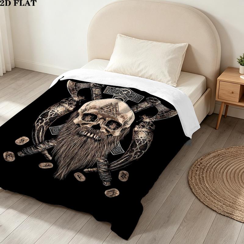 1PC Raven Patterned Flannel Blanket Suitable For All Seasons For Home Decor Warmth And Comfort Gifts Holiday Present