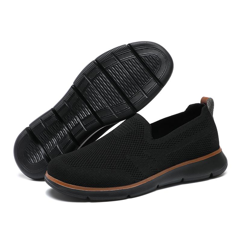 Fashion Retro Style Men's Casual Shoes Lightweight Knitted Walking Shoes Breathable Mesh Outdoor Traveling Flat Shoes