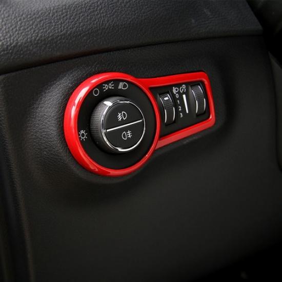 Red Front Headlight Switch Panel Decor Cover for Jeep Compass 2017+ Accessories