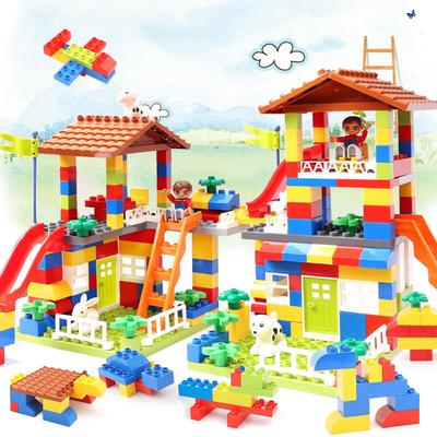 DIY Colorful Blocks Compatible LegoINGlys Duplo City House Roof Big Particle Building Blocks Castle