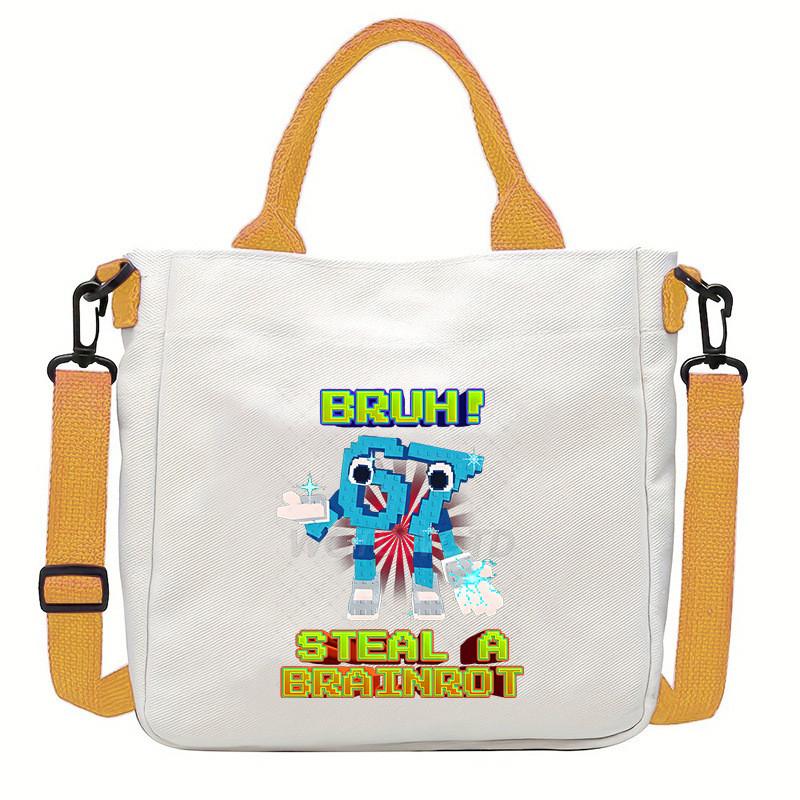 Steal a Brainrot 67 Printed Student Crossbody Bag Casual Canvas Shoulder Bags