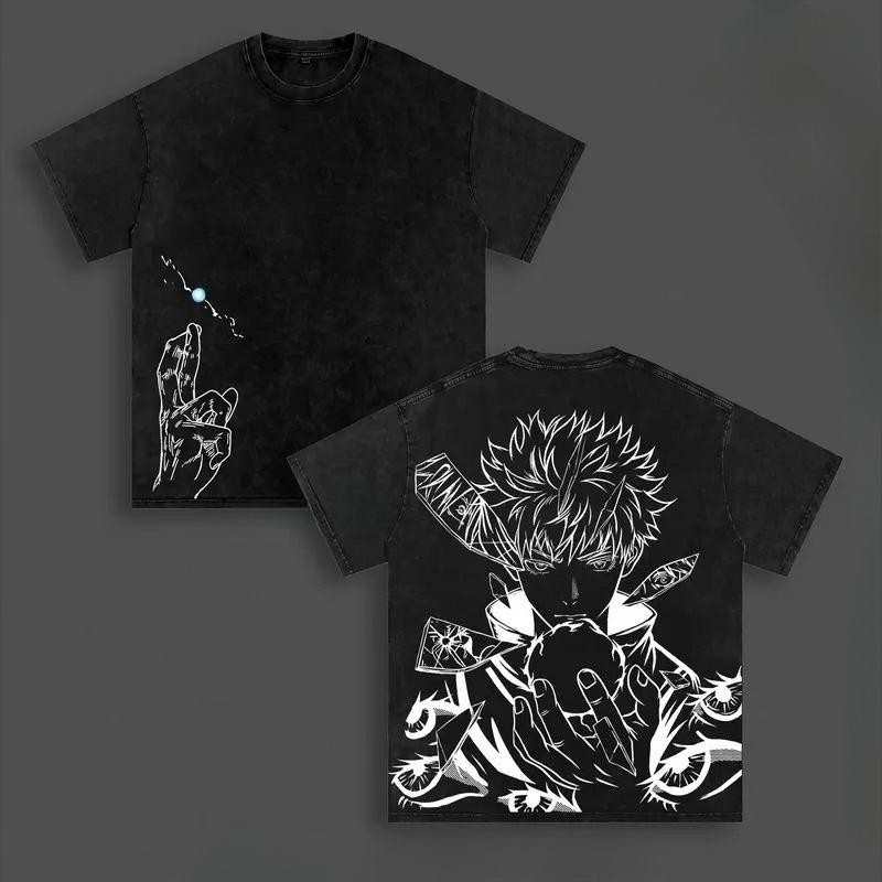 

Anime Jujutsu Kaisen Gojo Satoru Graphic T Shirt Men Women Clothing Casual Cotton Tshirt Retro Washed T-shirt Harajuku Male Tops XXL чорний
