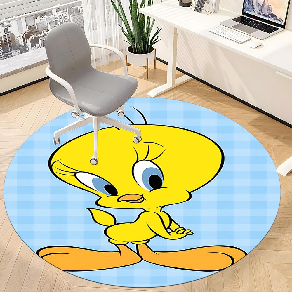 1pc Looney Tunes Tweety Bird Office Round Area Rug, Under Office Chairs Bedroom Living Room Home Decor A1022308