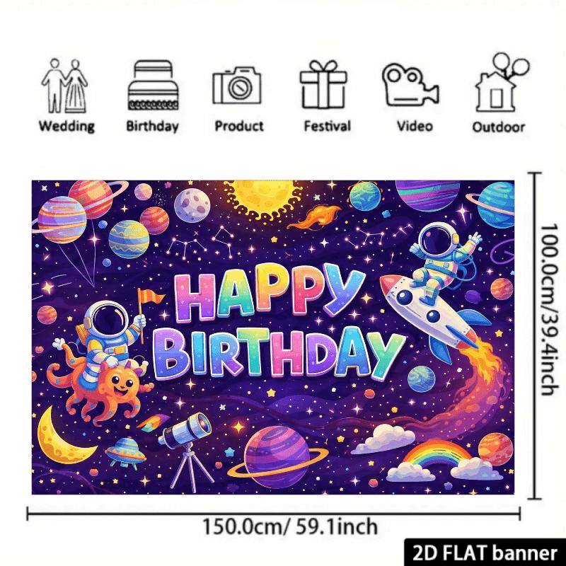 2D fun space themed background fabric, perfect for indoor birthday celebrations and studio photography