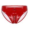 Womens Patent Leather Briefs O-Ring Zipper Crotch Low Waist Stage Costume