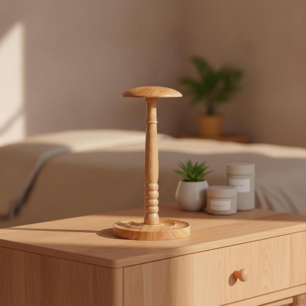Freestanding Hat Stand with Round Base | Smooth Wood Finish, Tabletop Rack, for Countertop Short