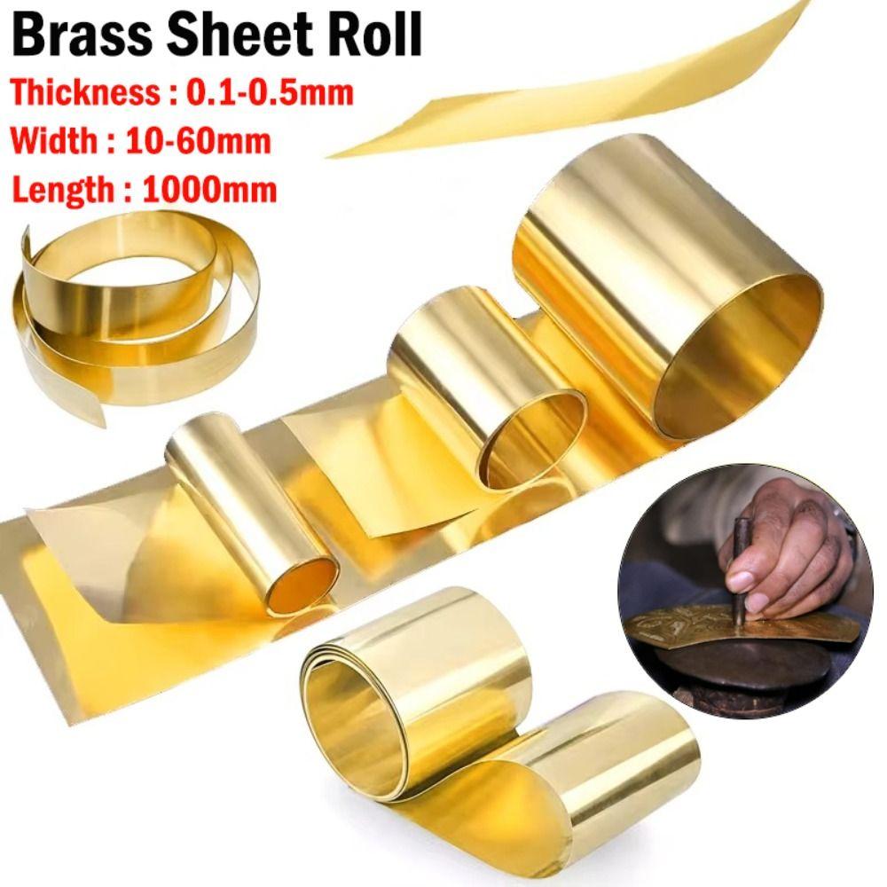 New Thick 0.1-0.5mm Brass Sheet Brass Flat Width 10-60mm Length 1000mm Brass Strip Brass Metal