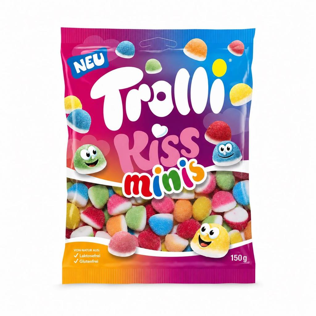 Caramelle Gommose Trolli Mini Kiss Frutta Mista Caramelle Gommose 150g