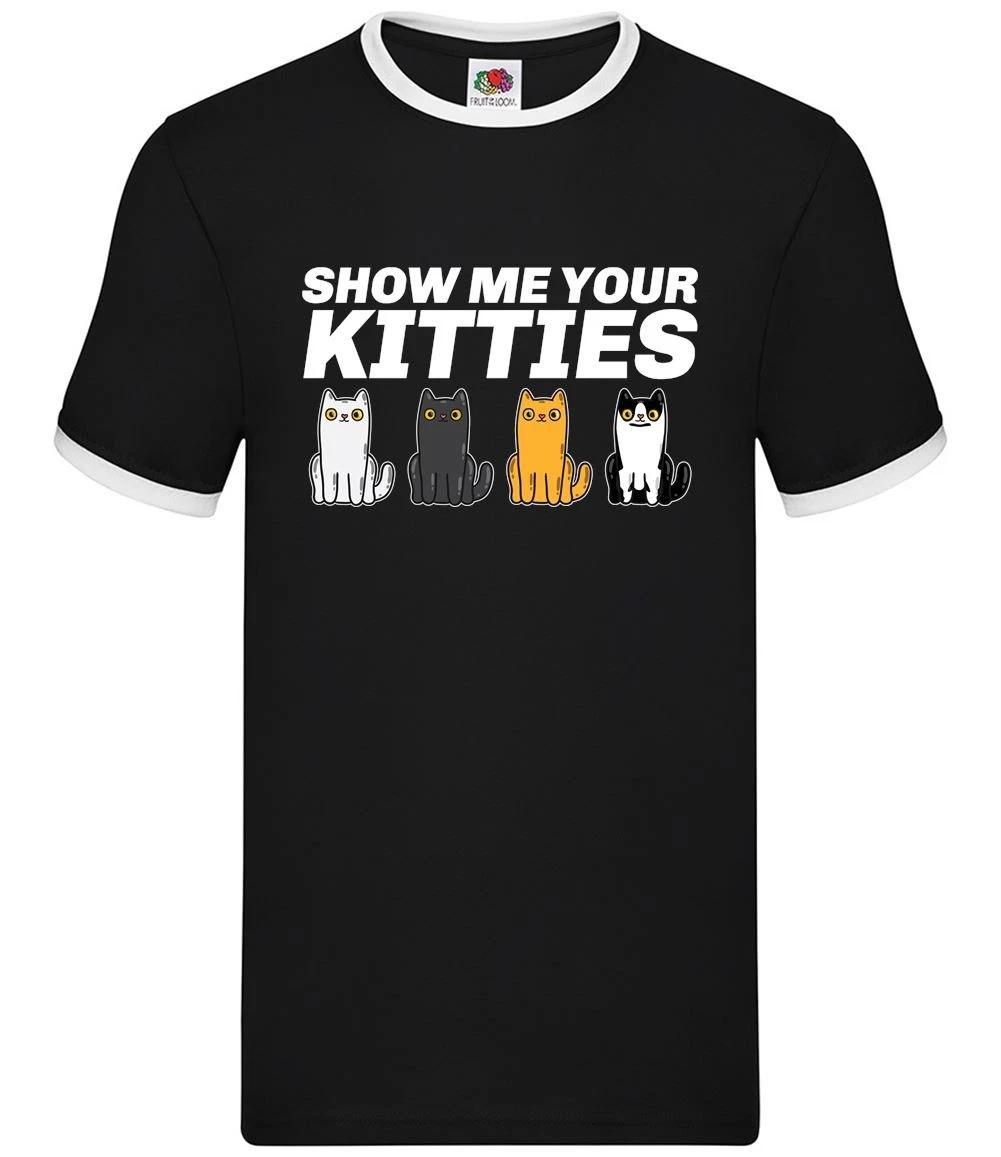Show Me Your Kitties - Mens Ringer - Funny Cat Pet XL
