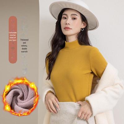 Women's Plush Thickened High-Neck Top: Stylish Autumn/Winter Innerwear 2023