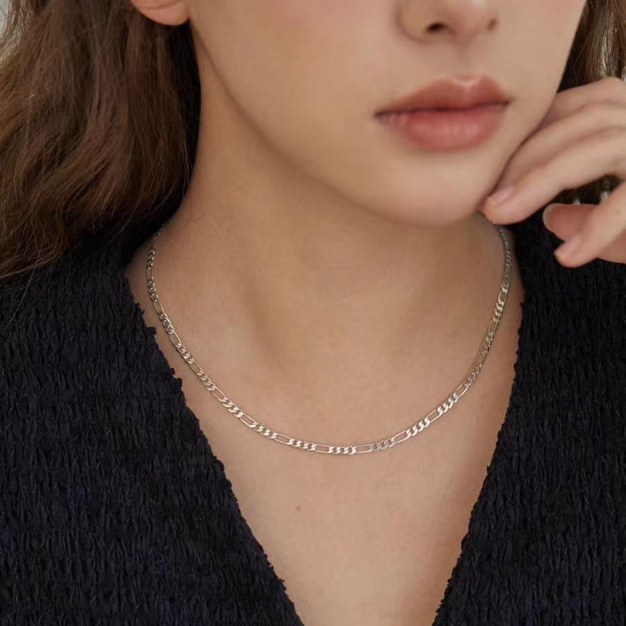 Unisex European Figaro Necklace - 3MM Stainless Steel Gold-Layered Chain